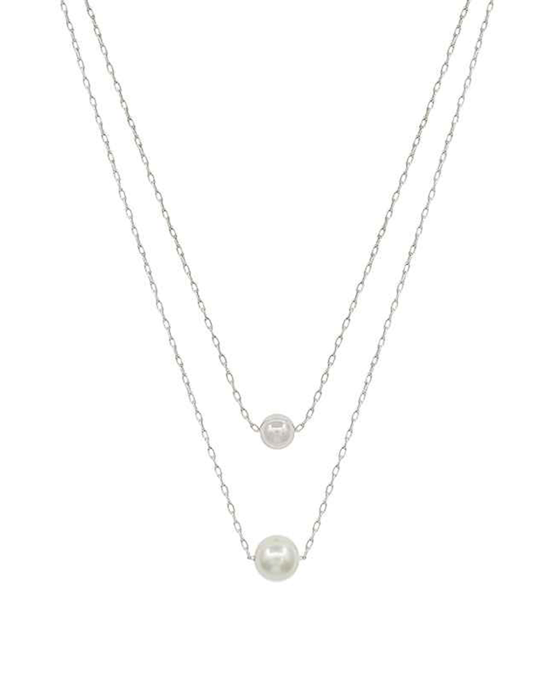CCB & Pearl Layered Short Necklace