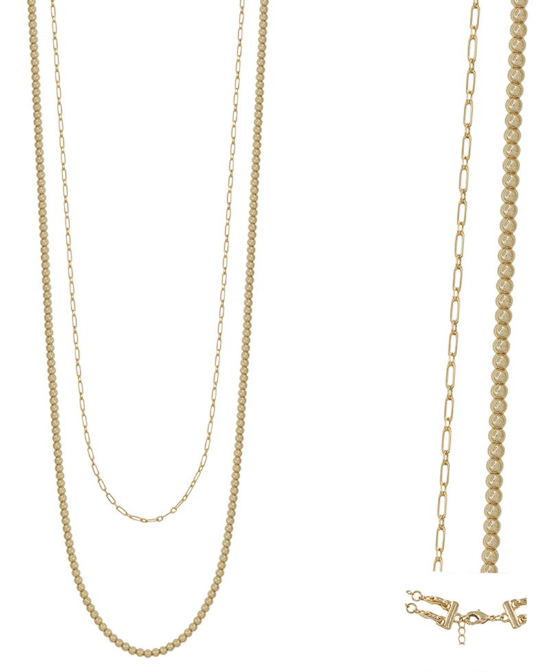 Double Layer 5mm CCB & Clip Chain Necklace