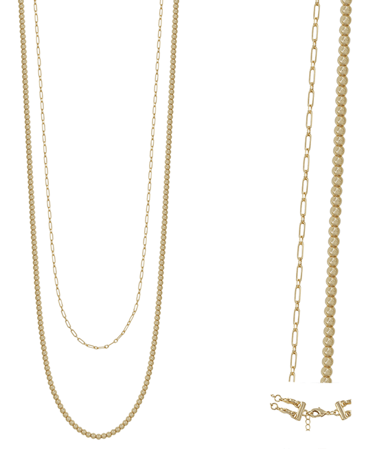 Double Layer 5mm CCB & Clip Chain Necklace