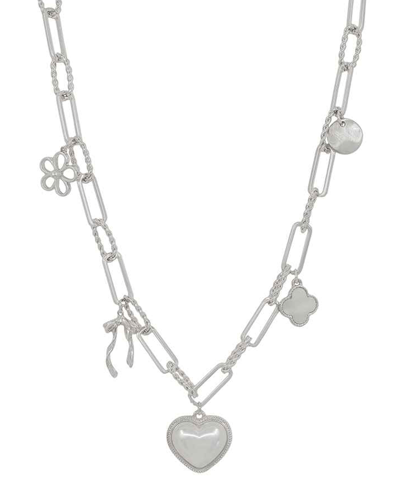 Pearl Heart w/ Charms Short Necklace
