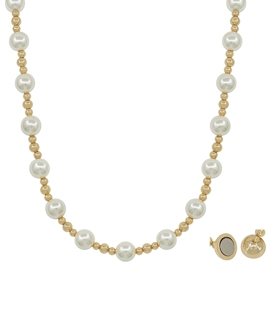 10mm Pearl & CCB Magnetic Closure Short Necklace