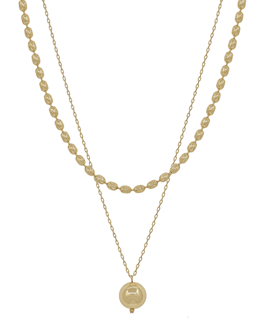 Oval CCB w/ 14mm CCB Pendant Short Necklace