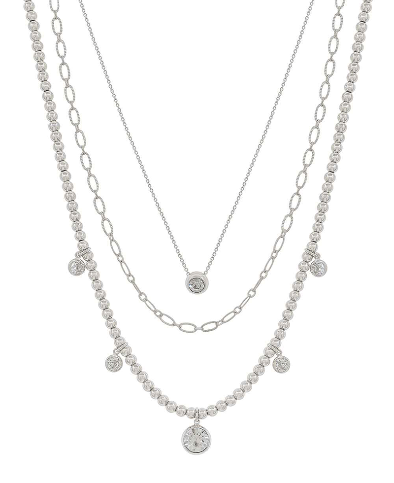 4mm CCB w/ Crystal 3 Layered Short Necklace