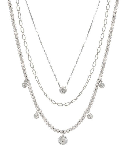4mm CCB w/ Crystal 3 Layered Short Necklace