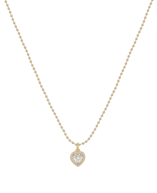 Ball Chain Cubic Heart Pendant Short Necklace