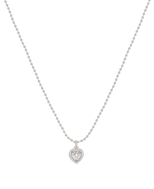 Ball Chain Cubic Heart Pendant Short Necklace
