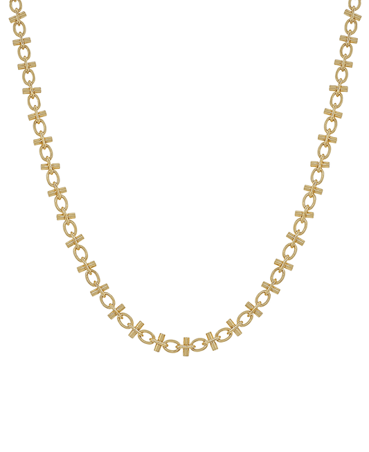 Small Bar w/ Oval Ring Connected Short Necklace