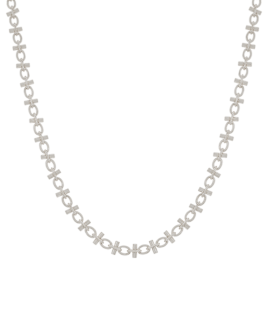 Small Bar w/ Oval Ring Connected Short Necklace