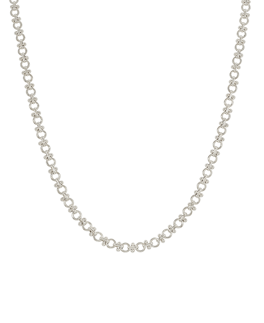 Small Round Ball & Bar Connect Flat Chain Short Necklace