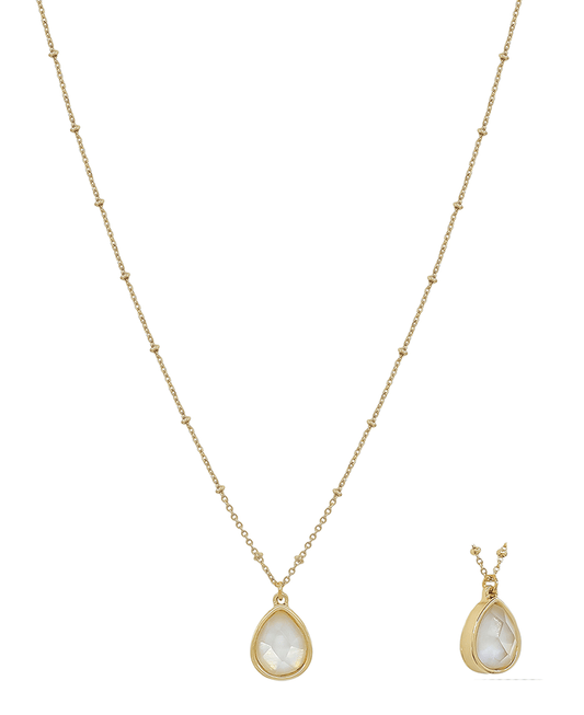 Small Teardrop Glass Short Necklace