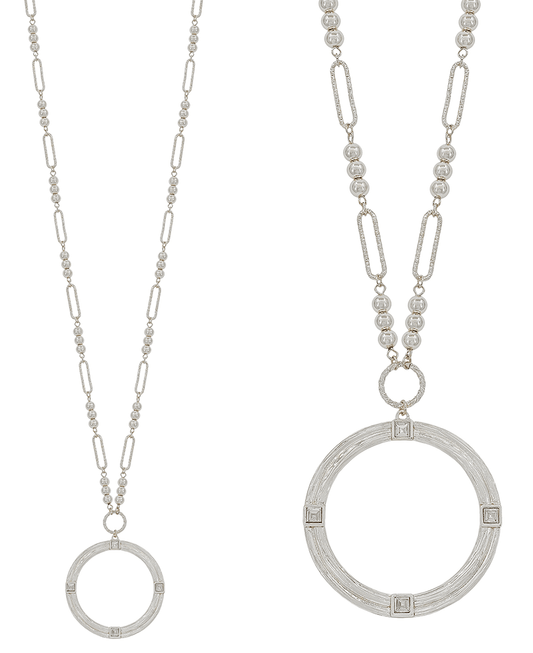 Round Pendant Clip Chain & CCB Body Long Necklace - 34"