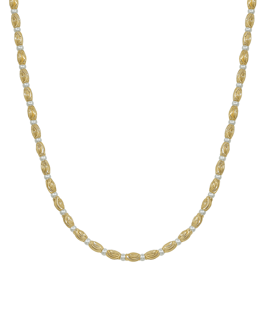Oval Textured CCB w/ Pearl Short Necklace