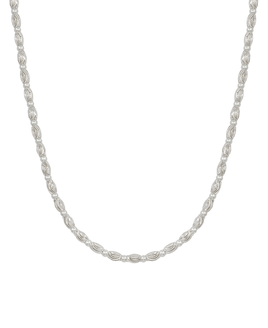 Oval Textured CCB w/ Pearl Short Necklace
