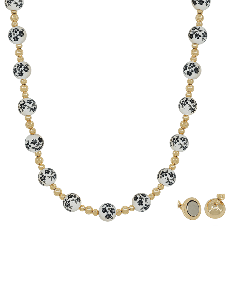 10mm Ceramic Bead & CCB Magnetic Short Necklace