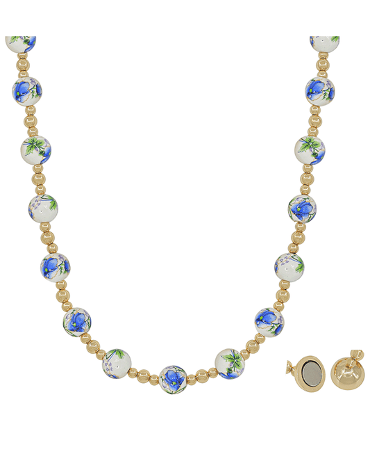 10mm Ceramic Bead & CCB Magnetic Short Necklace