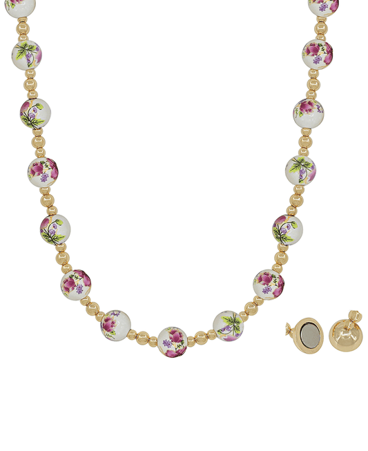 10mm Ceramic Bead & CCB Magnetic Short Necklace