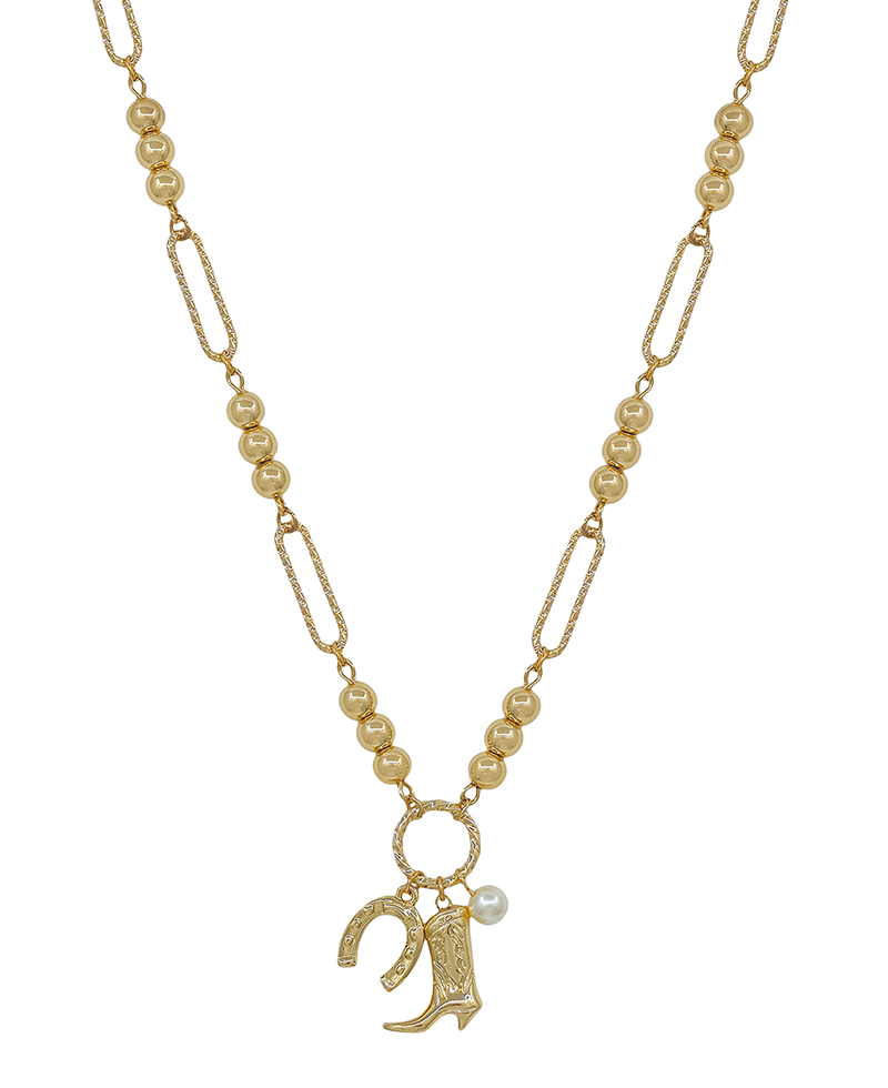 Cowboy Charms Clip Chain & Ball Body Short Necklace