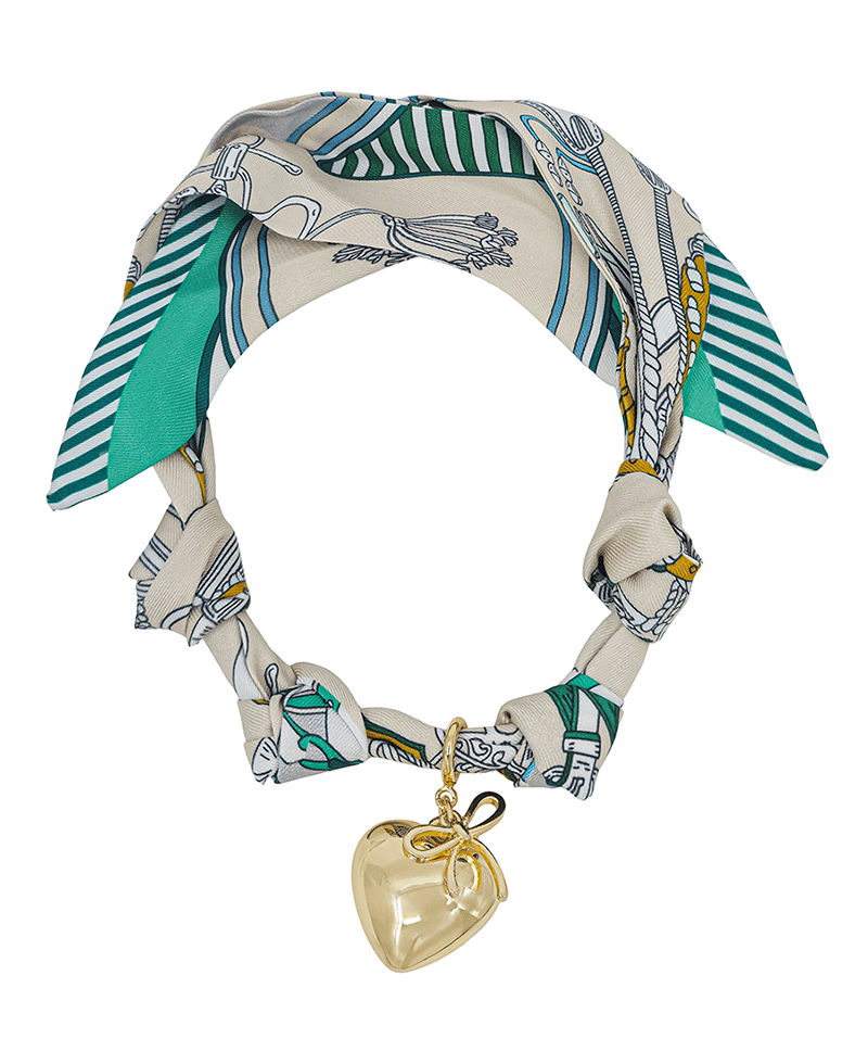 Heart & Ribbon Charm Ethnic Mood Scarf Necklace