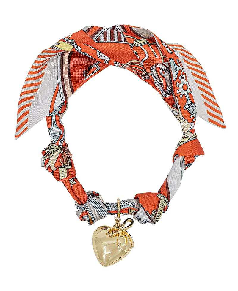 Heart & Ribbon Charm Ethnic Mood Scarf Necklace