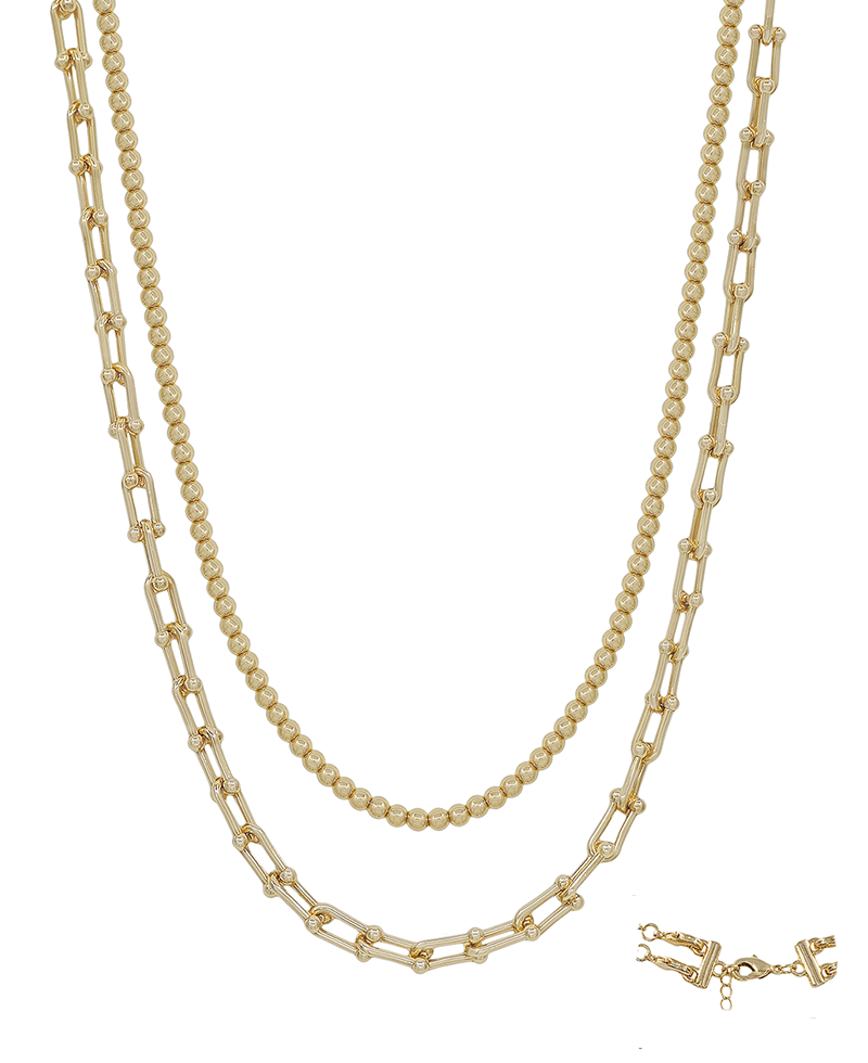 Layered Chain & 4mm CCB Short Necklace