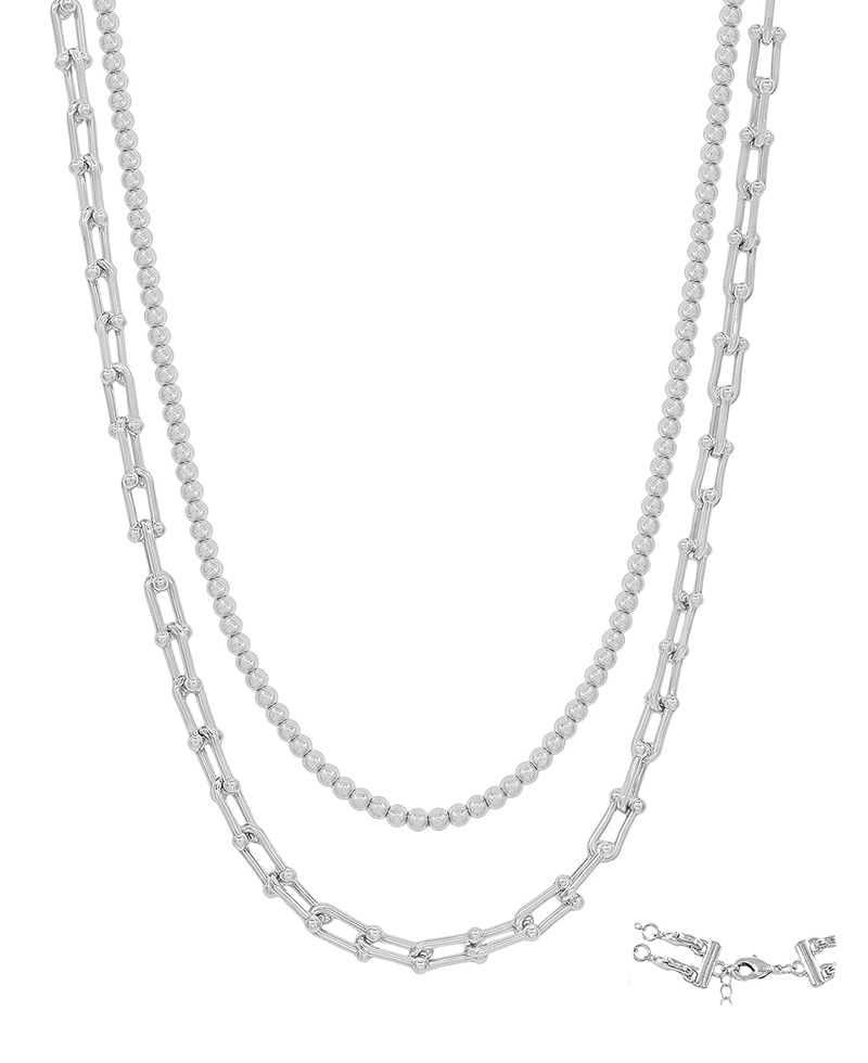 Layered Chain & 4mm CCB Short Necklace