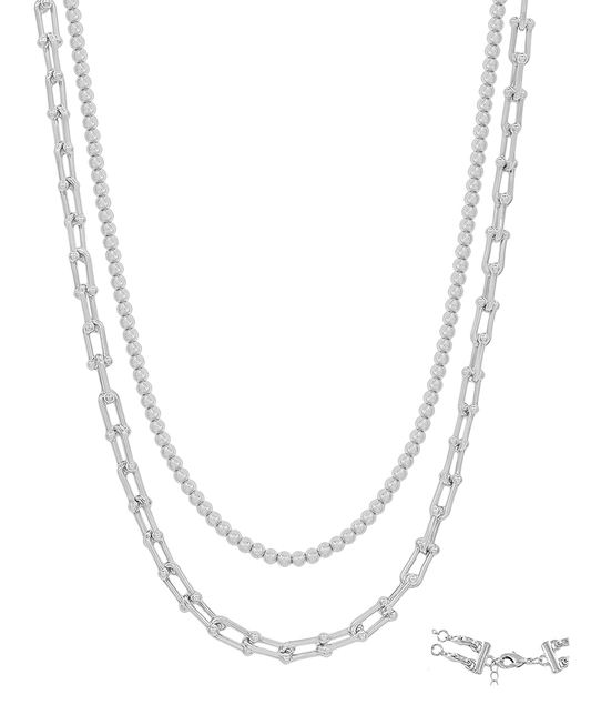 Layered Chain & 4mm CCB Short Necklace