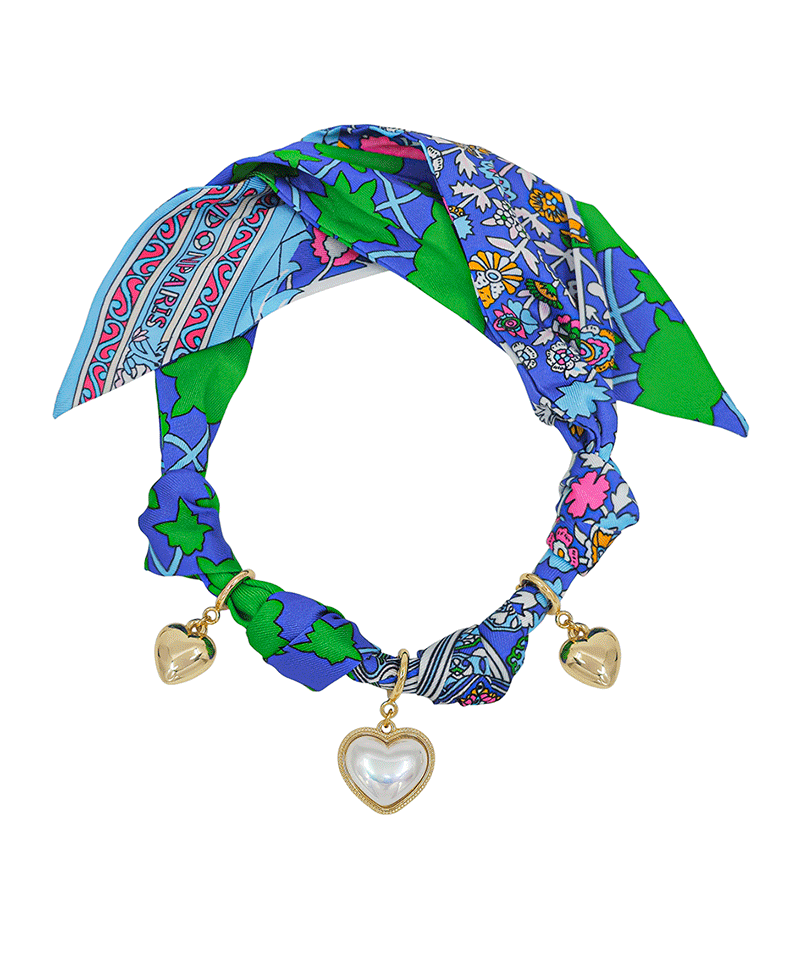 Heart Pearl & CCB Heart Charm Scarf Necklace