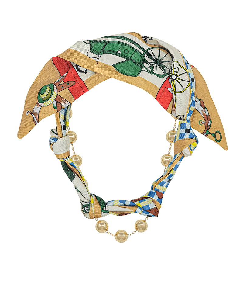 Double Layered 10mm CCB Chain Ethnic Scarf Necklace