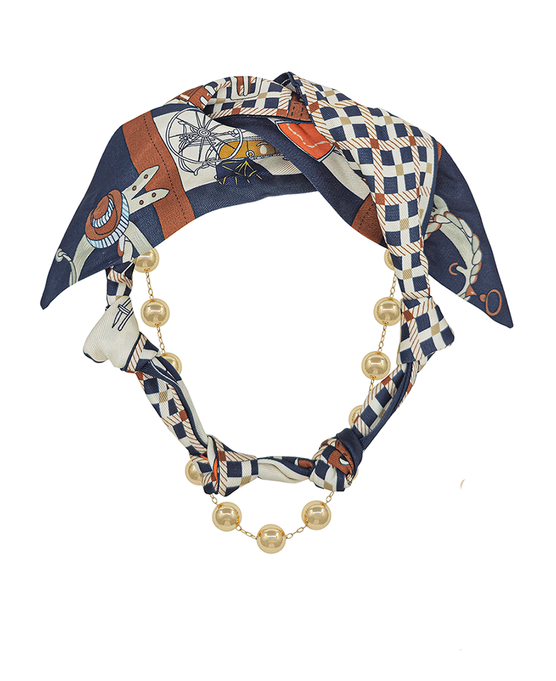Double Layered 10mm CCB Chain Ethnic Scarf Necklace