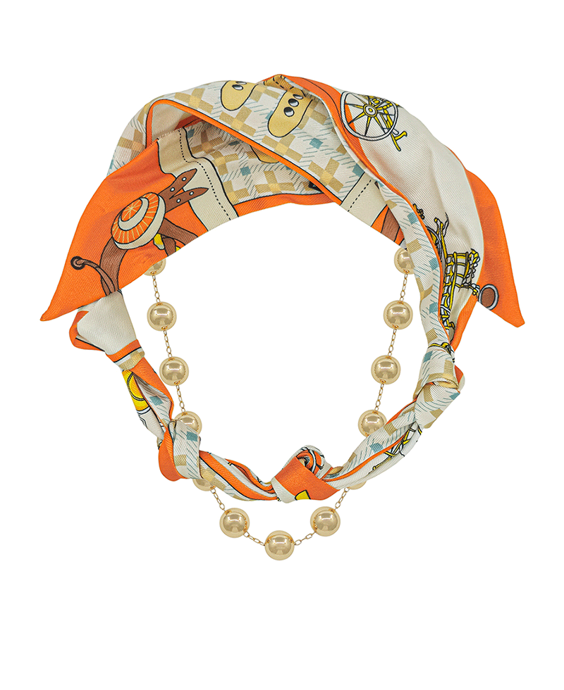 Double Layered 10mm CCB Chain Ethnic Scarf Necklace