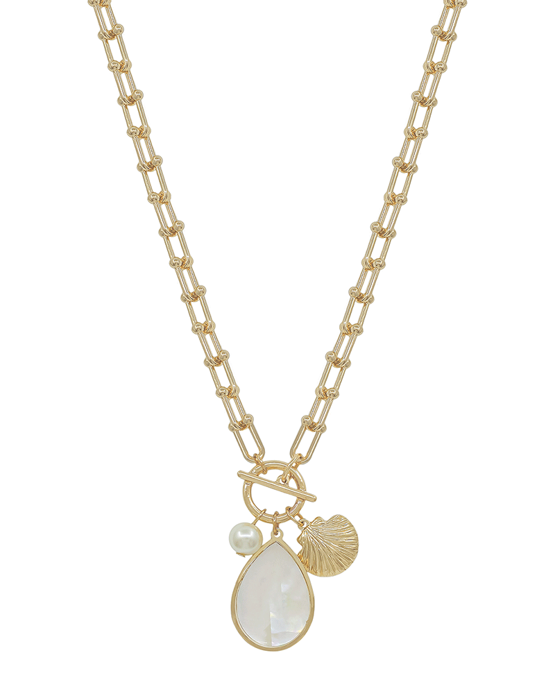 Mop Shell Chain w/ Toggle Short Necklace