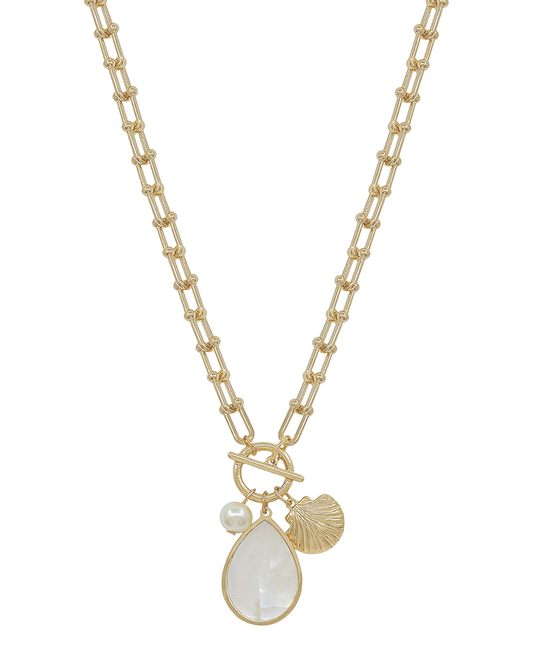 Mop Shell Chain w/ Toggle Short Necklace