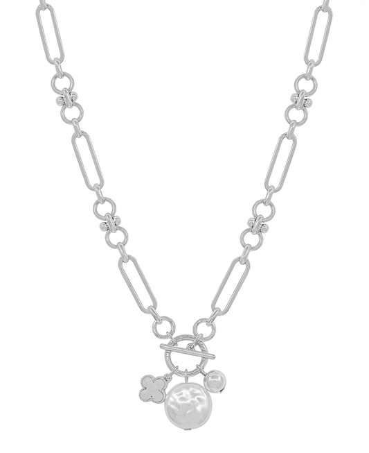 20mm Coin Pearl Chain w/ Toggle Short Necklace