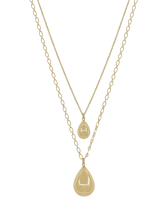 Layered Double Teardrop Short Necklace