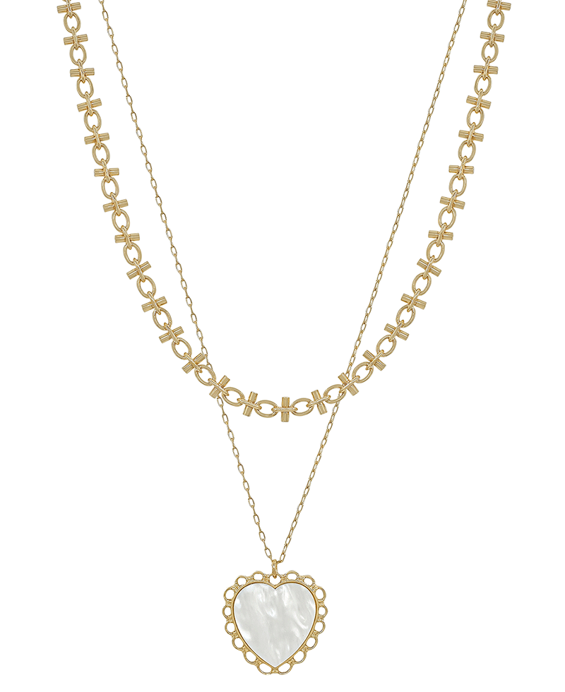 Layered Mop Heart Short Necklace