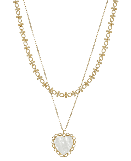 Layered Mop Heart Short Necklace