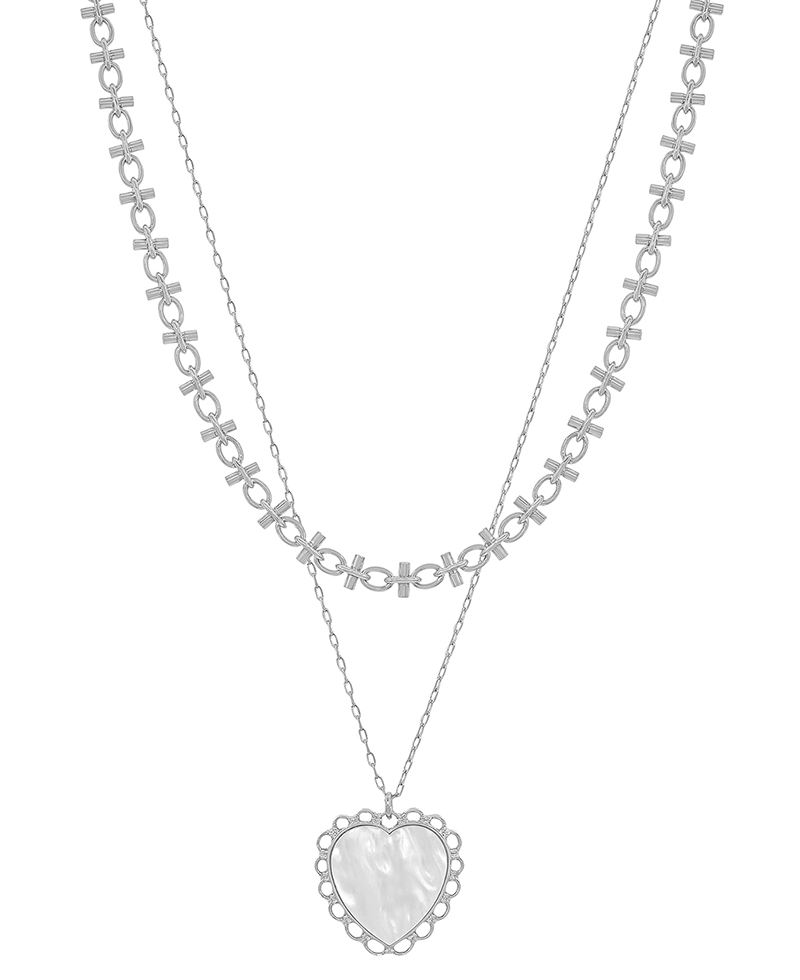 Layered Mop Heart Short Necklace