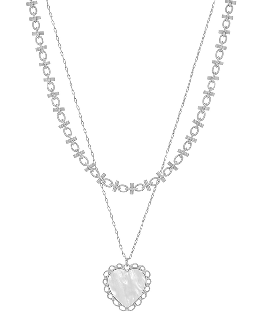 Layered Mop Heart Short Necklace