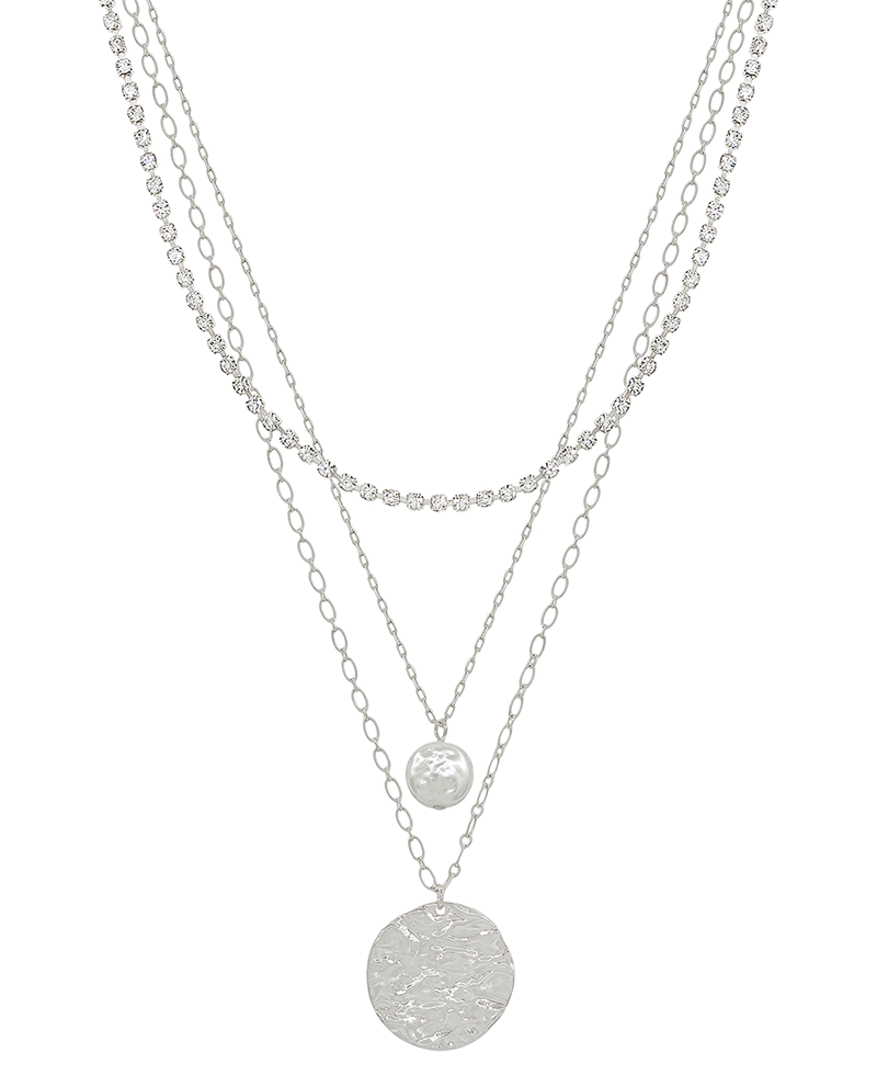 Layered Tennis Chain & Coin Pearl Short Necklace