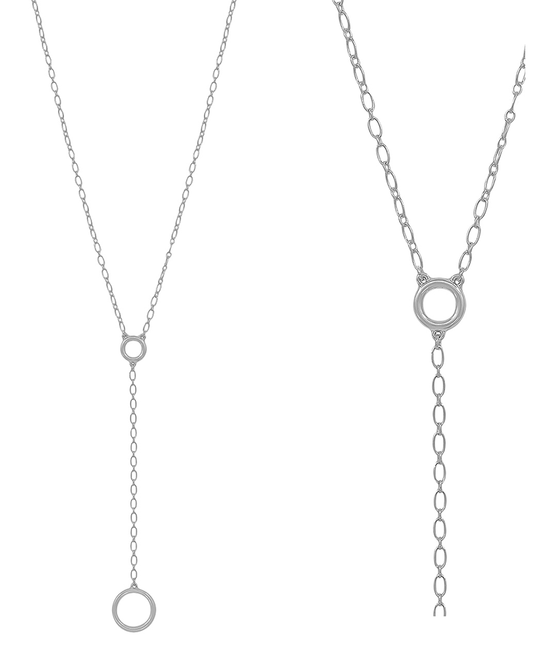 Y Drop Delicate 2 Round Metal Drop Necklace