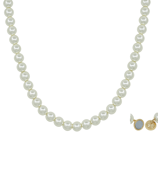 8mm Glass Pearl Magnetic Short Necklace - 17"