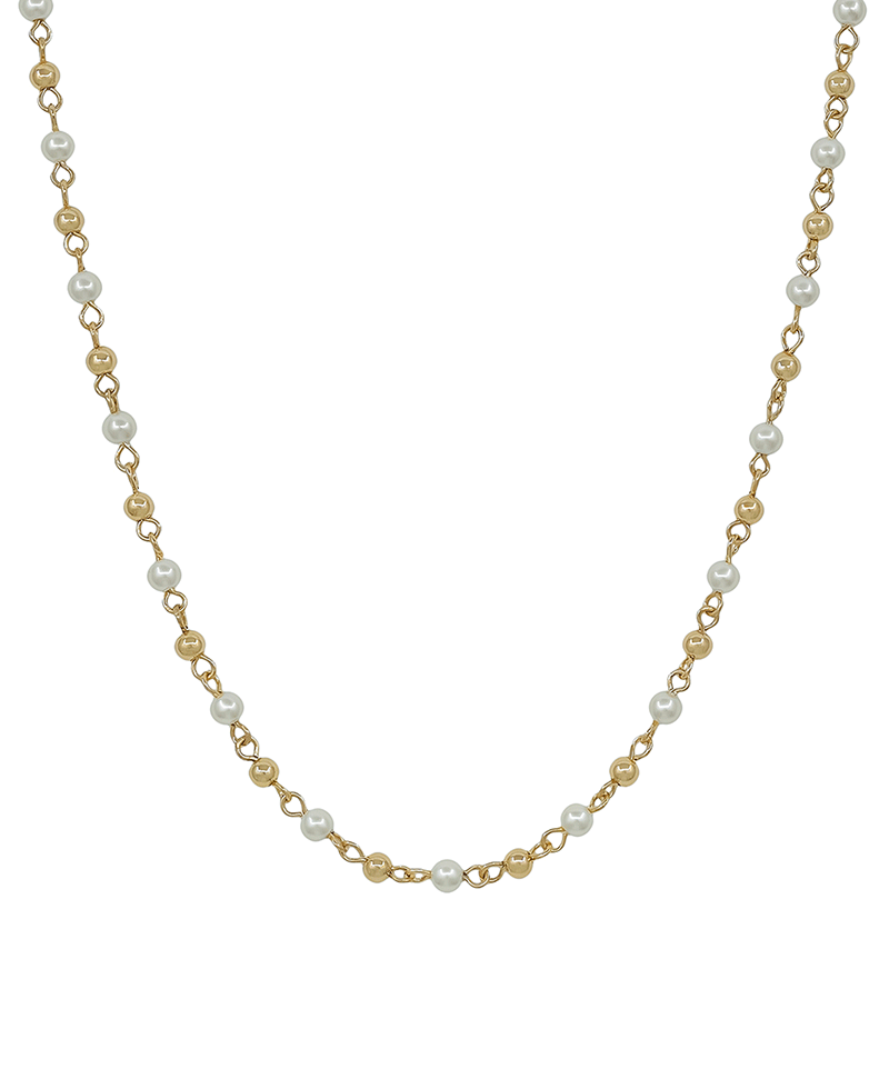 4mm Pearl & 3mm CCB Chain Short Necklace