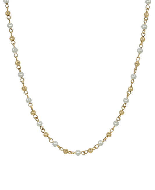 4mm Pearl & 3mm CCB Chain Short Necklace