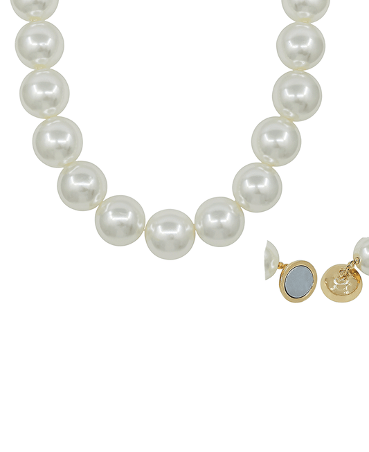 25mm Glass Pearl Magnetic Short Necklace - 18"