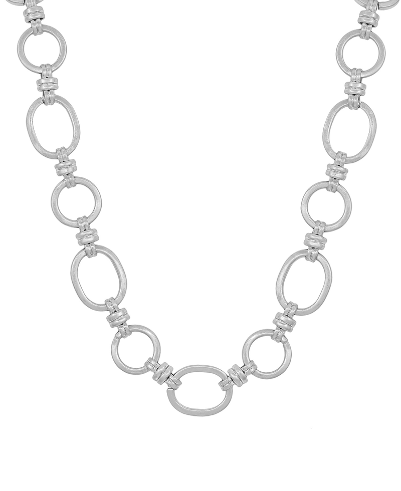 20mm Oval & 18mm Circle Metal Short Necklace
