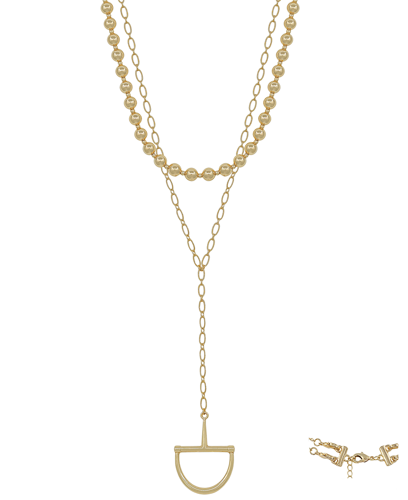 Y Drop Horsebit & 8mm CCB Multiway Necklace