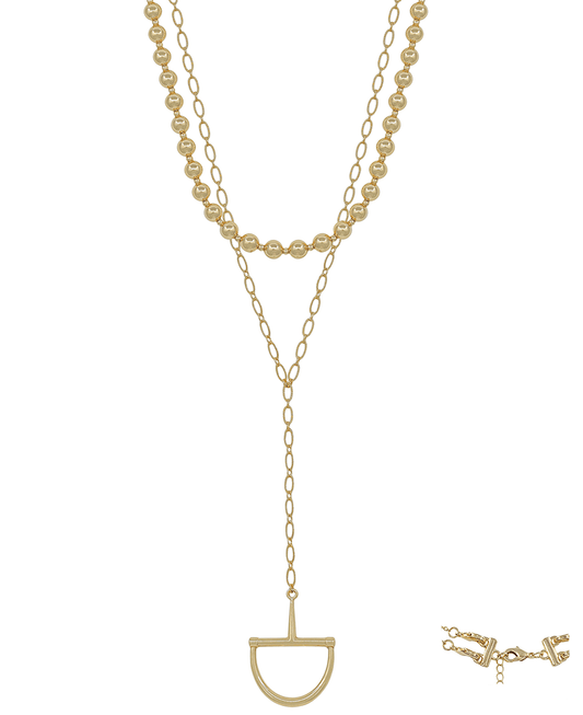 Y Drop Horsebit & 8mm CCB Multiway Necklace