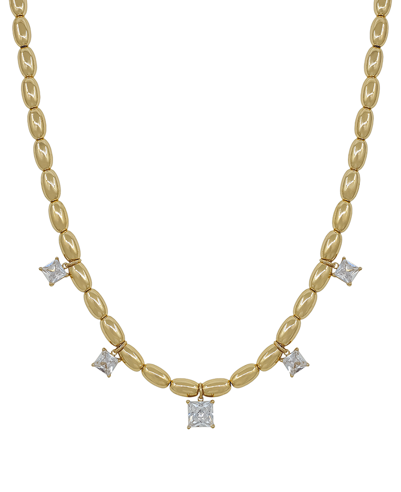 10mm Oval CCB w/ Cubic Charms Short Necklace