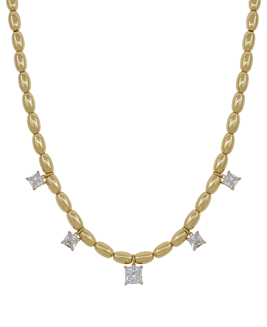 10mm Oval CCB w/ Cubic Charms Short Necklace