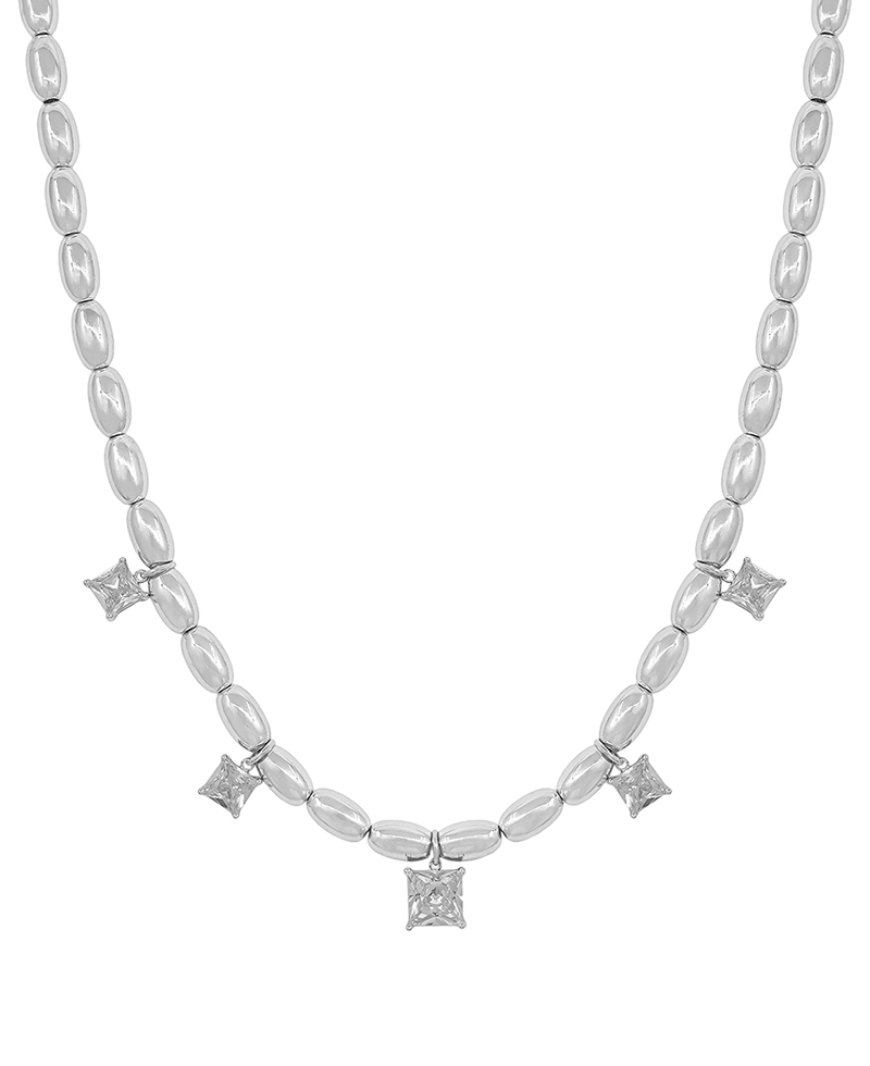 10mm Oval CCB w/ Cubic Charms Short Necklace